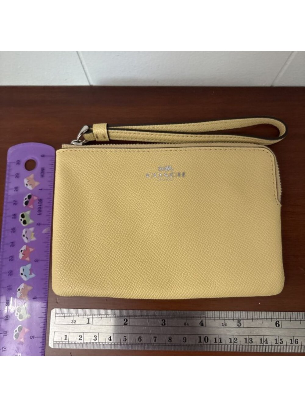 Coach Retro Yellow Leather Wristlet Corner Zip Wallet Small Clutch #58032 - Picture 2 of 11